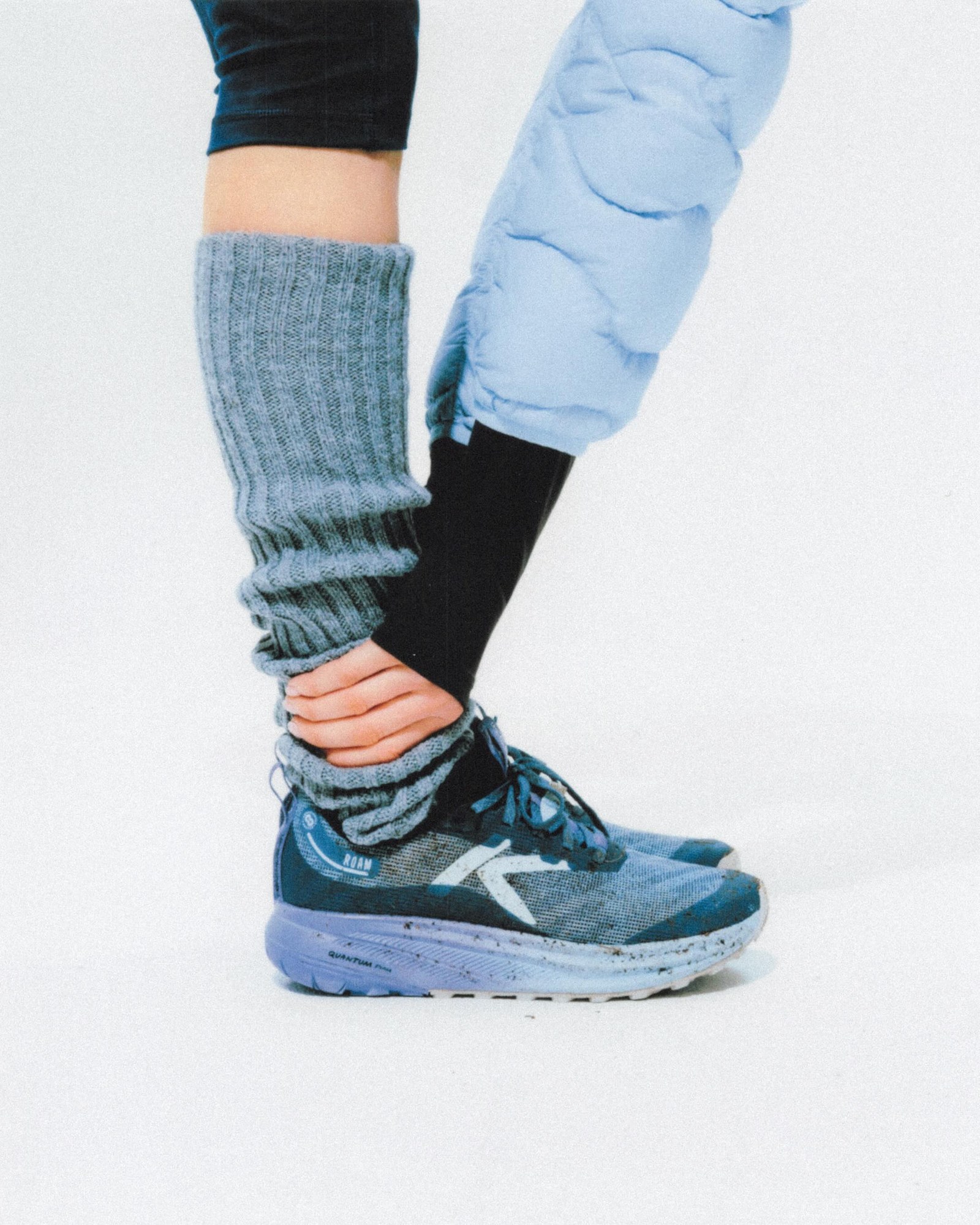 Trail runner with leg warmers.