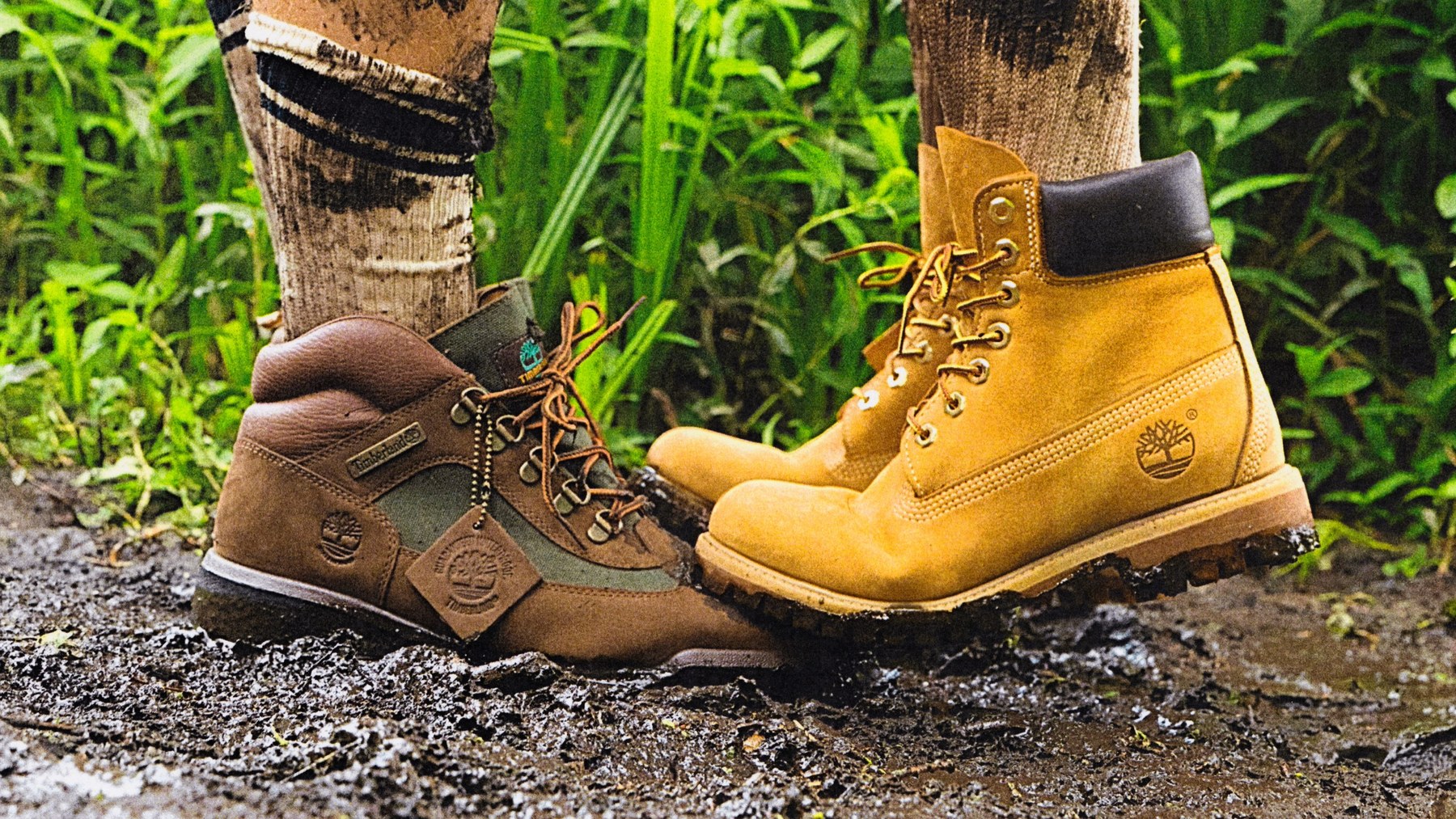Timberland 6-inch and Field Boot in the mud.